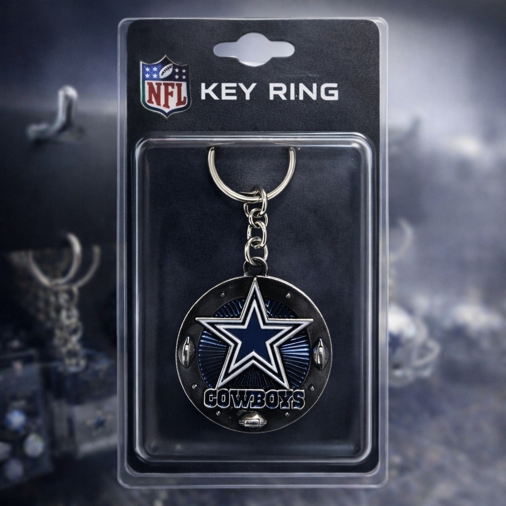 Dallas Cowboys NFL‎ Key Ring Metal Star Logo Keychain Silver Blue New